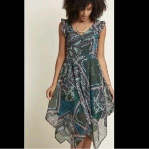 Modcloth Floral Paisley Handkerchief Dress Sz XL